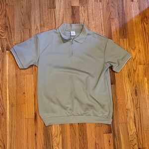 Zara Light Green Zip Collar Polo Shirt